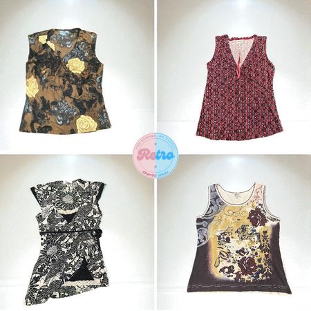 Y2K / ヴィンテージ無袖プリント＆ボヘミアンブラウス – 10点