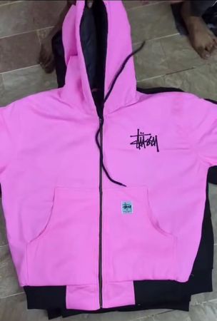 Veste Stussy Rework Style Detroit rose et noire