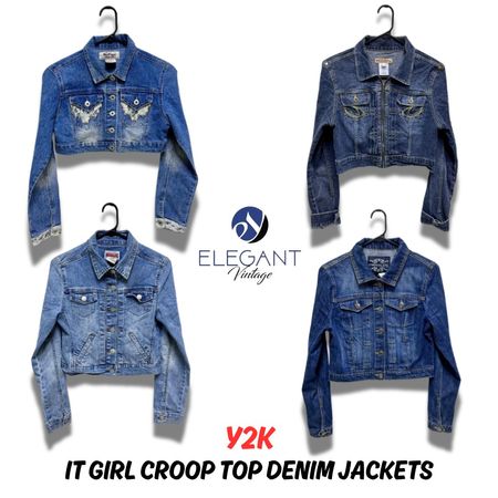 Y2K IT Girl クロップトップデニムジャケット - EV0