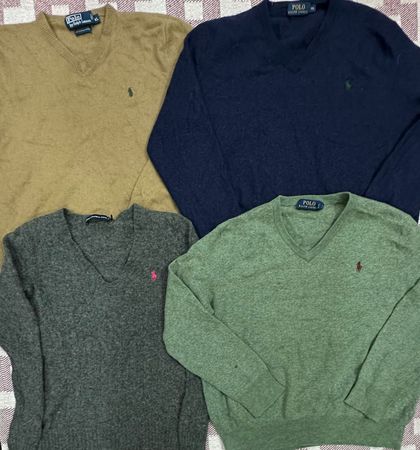 Pull mélangé à col en V Ralph Lauren