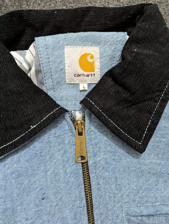 Veste bleue en jean clair relookée Carhartt Vintage Style Detroit