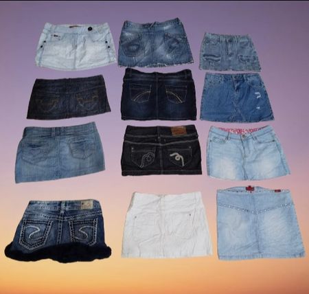 Silver mini denim skirts (msk-18)