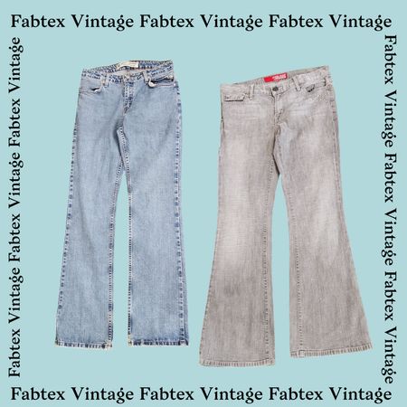 (FV-043) Y2K Flared Branded Jeans ( Harley Davidson , Woolrich Guess , Calvin Klein , DKNY , Levi's , Lee )