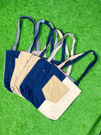 アップサイクルワークウェアトートハンドバッグ