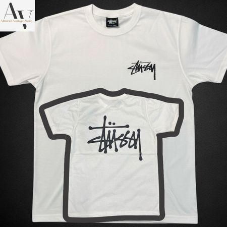 T-shirt blanc imprimé Stussy rework style