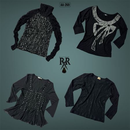 Y2K All Black Gothic Full Sleeve Tops (AA-269)
