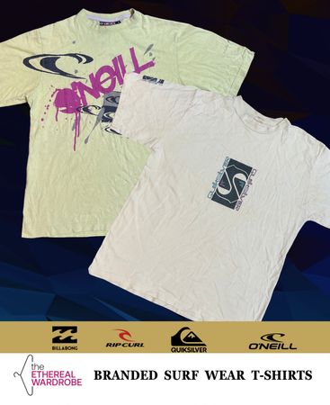 Printed T-shirts Surf Wear Brand Including QuikSilver, BillaBong, O'Neill and RipCurl