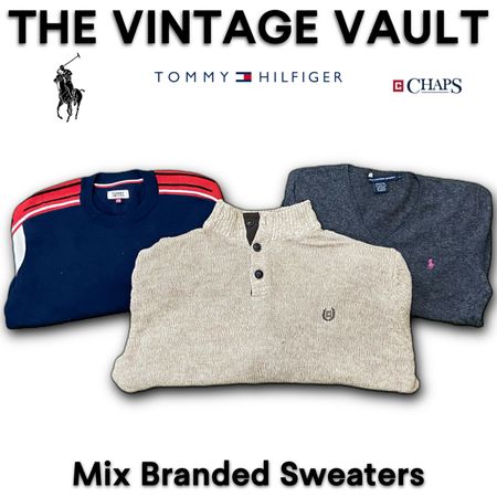 Mezcla de suéteres de marca, incluyendo Polo Ralph Lauren, Tommy y otros
