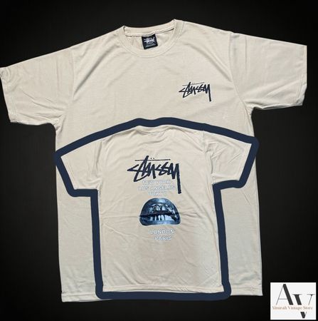 Stussy Überarbeitung Stil Rickowens beiges T-Shirt