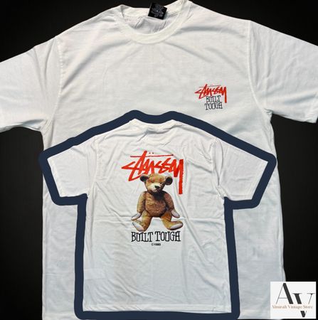 Stussy rework style teady bear white tee
