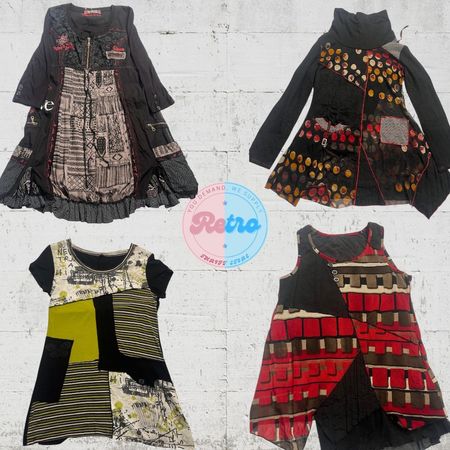 レトロ・パッチワーク・ドレスコレクション – ユニーク・ヴィンテージ・デザイン (E)