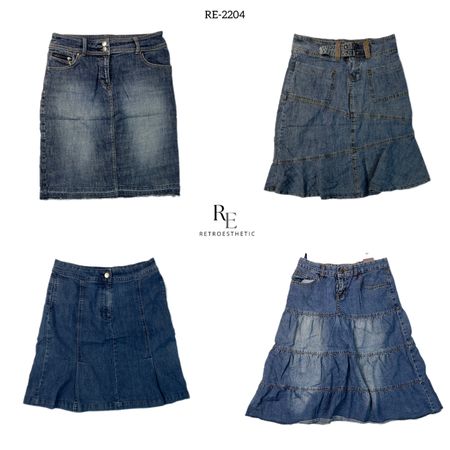 Y2K Britney Era Denim Midi Skirts (RE-2204)