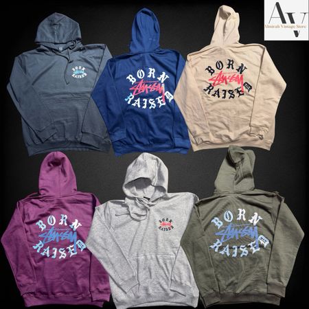 Stussy rework style BORN RISED stussy hoodie