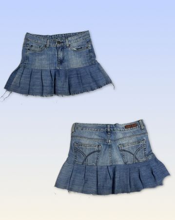 Upcycled Denim Pleated MiniSkirt