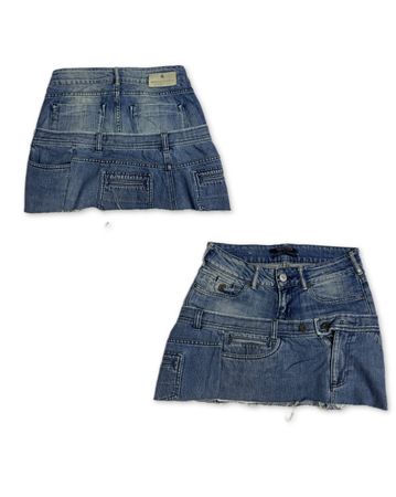 Upcycling-Doppelbund-Jeans-Minirock