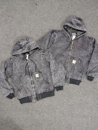 Veste à capuche délavée en denim acidifié, relookée vintage Carhartt