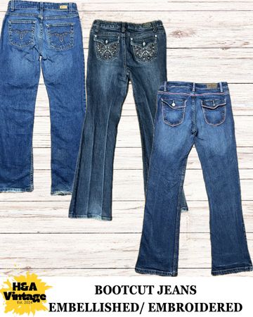 JEANS BOOTCUT BORDADOS OU ENFEITADOS Y2K