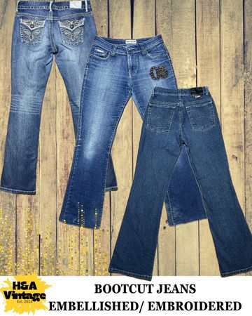 JEANS BOOTCUT BORDADOS OU ENRIQUECIDOS Y2K