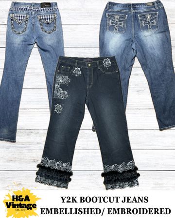 Y2K EMBROIDERED OR EMBELLISHED BOOTCUT JEANS