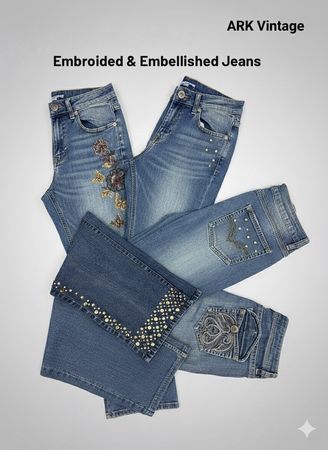 Pacote de Jeans de Denim Bordados / Enfeitados