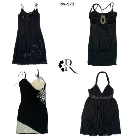 Y2K All Black Rave Summer Dresses (RW-973)