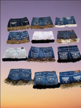 Crazy Girl Fur Denim Miniröcke