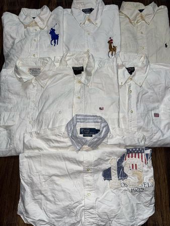 Premium White Ralph Lauren Dress/Casual Shirt Bundle