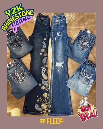 Jeans Flare com Strass Y2K