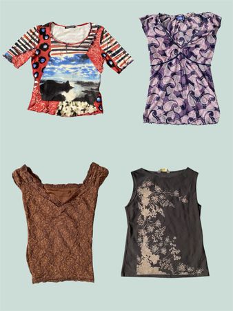 Y2K Mixed Print Mesh Tops Bundle | Retro 2000s Vibe (TS-1157)