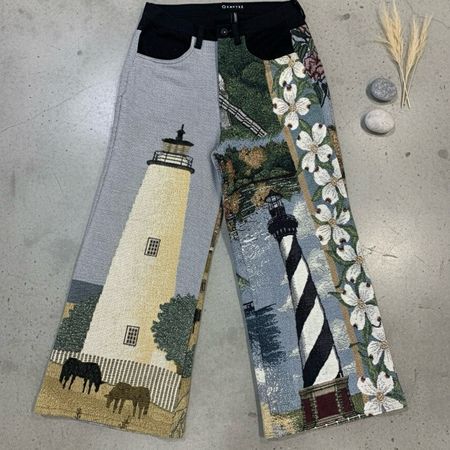 Calça de Pernas Largas em Tecido Reciclado