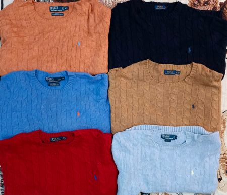 メンズ ポロ ラルフ ローレン ラウンド ネック ケーブル ニット 35PCS