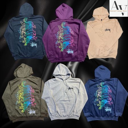 Stussy multi Dragon printed hoodie (Rework style)