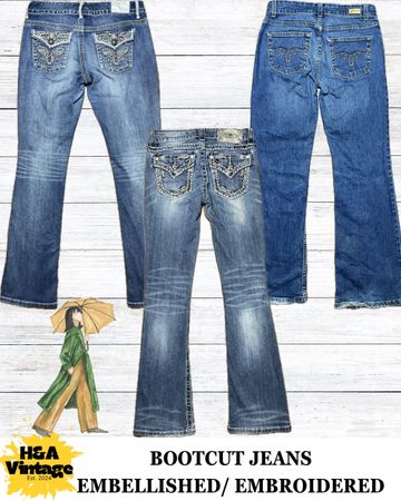 JEANS SAIA BOOTCUT BORDADOS OU ENFEITADOS Y2K