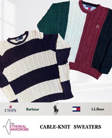 premium Cable knit sweaters Polo ralph lauren, Tommy, Chaps, Barbour and L.l.bean