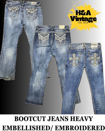 JEANS BOOTCUT BORDADOS OU ENRIQUECIDOS Y2K