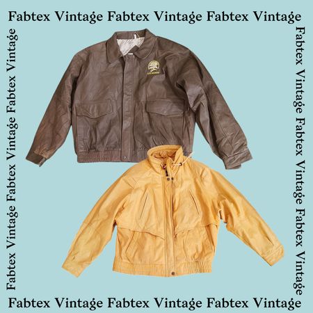 (FV-199) Vintage Leather Bomber Jacket - Y2K Street wear Men's Outerwear
