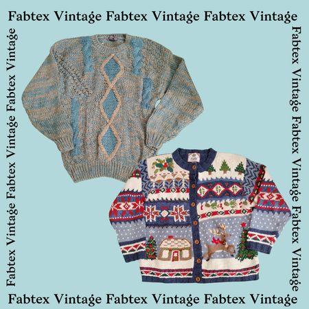 (FV-198) ビンテージ 80年代-90年代 パターン ニット セーター レトロ 抽象的 コーギースタイル プルオーバー Y2K ウィンター ジャンパー
