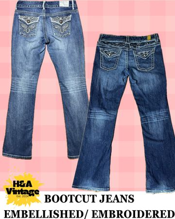JEANS BOOTCUT BORDADOS OU ENFEITADOS Y2K
