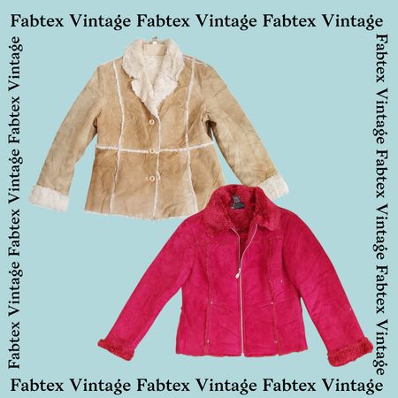 (FV-137) Y2K Shearling & Suede Jackets Mix - cozy Vintage Winter Trend