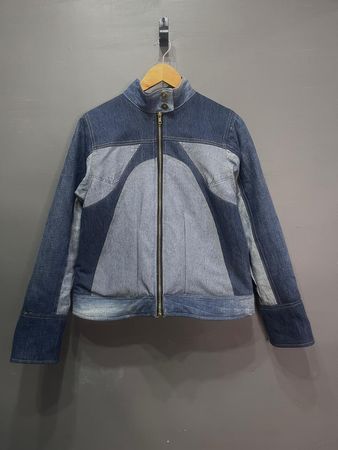Upcycled Y2k Aesthetic Denim Biker Jacket