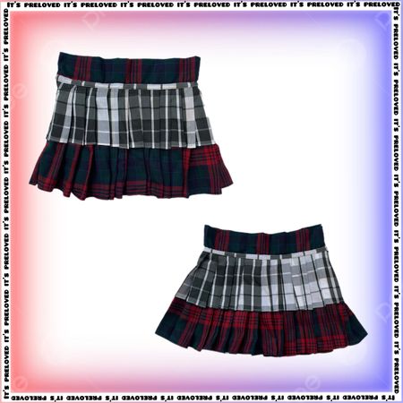 Upcycled Plated Flannel Mini Skirt
