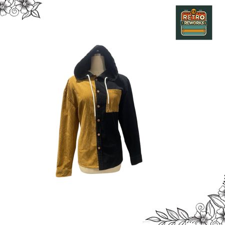 SS25 Upcycled Corduroy Contrast Panel Hoodie Shirt