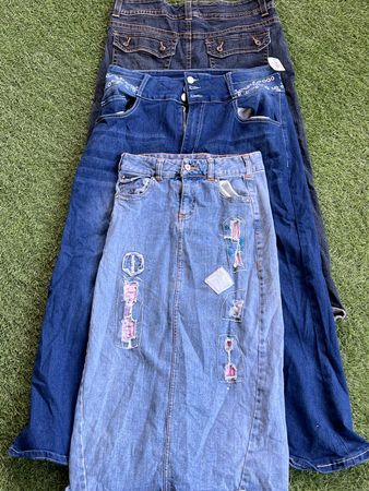 Denim long skirt(2595)