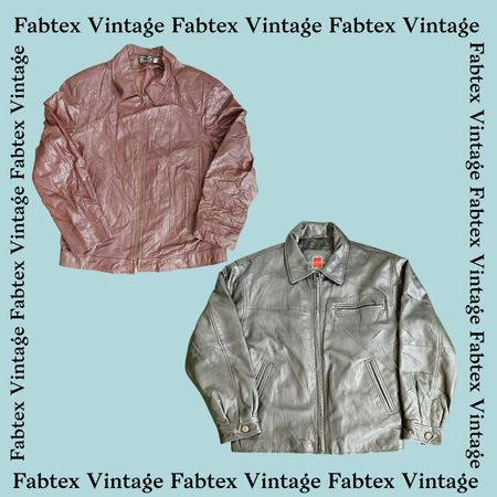 (FV-237) Vintage Leather Jacket Bundle - Bomber, Harrington & Utility Mix
