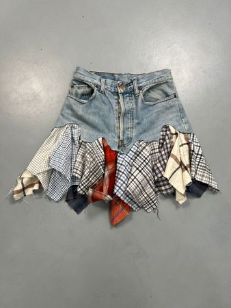 Upcycle Levi’s flare  patch skirt