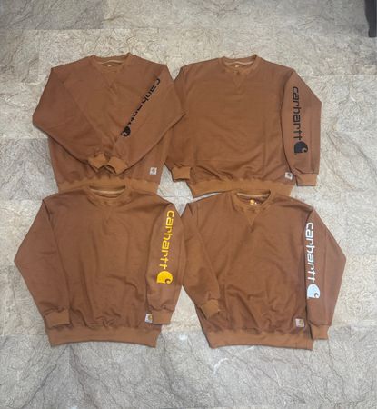 rework style carhartt mustard round neck sweatshirts