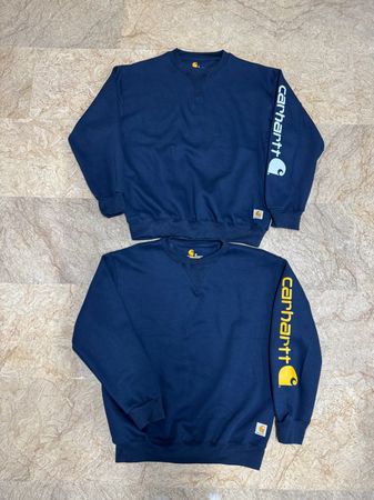 rework style blue carhartt crewneck sweatshirts