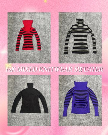 Y2K retro Turtle Neck Knitwear