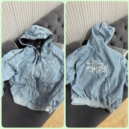 Rework style denim stussy jackets