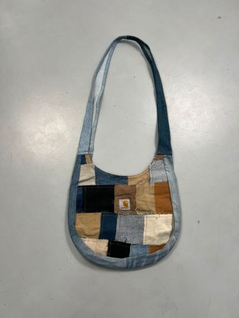 Upcycled carhartt patch work sling bag